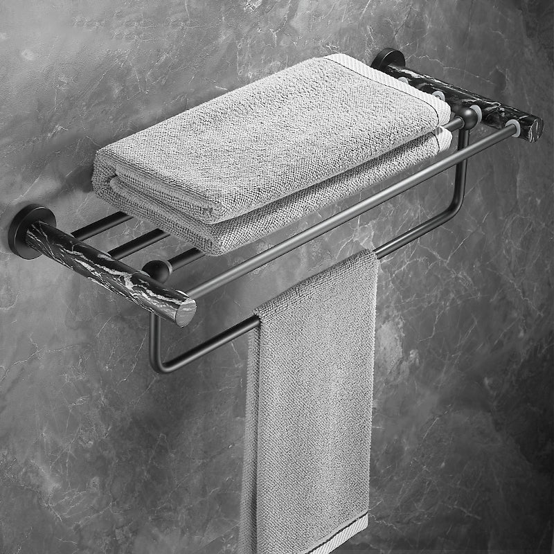 Metal and Marble Bathroom Accessory as Individual or as a Set in Black Clearhalo 'Bathroom Hardware Sets' 'Bathroom Hardware' 'Bathroom Remodel & Bathroom Fixtures' 'bathroom_hardware_sets' 'Home Improvement' 'home_improvement' 'home_improvement_bathroom_hardware_sets' 6429117