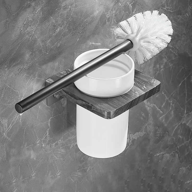 Metal and Marble Bathroom Accessory as Individual or as a Set in Black Toilet Brush Clearhalo 'Bathroom Hardware Sets' 'Bathroom Hardware' 'Bathroom Remodel & Bathroom Fixtures' 'bathroom_hardware_sets' 'Home Improvement' 'home_improvement' 'home_improvement_bathroom_hardware_sets' 6429122