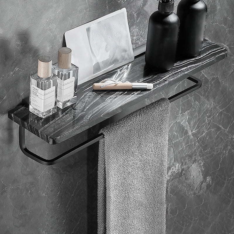 Metal and Marble Bathroom Accessory as Individual or as a Set in Black Bath Shelf (with 20"L Rod) Clearhalo 'Bathroom Hardware Sets' 'Bathroom Hardware' 'Bathroom Remodel & Bathroom Fixtures' 'bathroom_hardware_sets' 'Home Improvement' 'home_improvement' 'home_improvement_bathroom_hardware_sets' 6429133