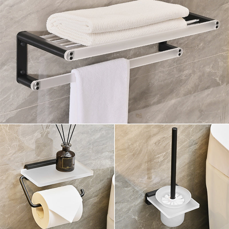 Metal and Acrylic Bathroom Accessory as Individual or as a Set in Black 3-Piece Set (Toilet Brush) Clearhalo 'Bathroom Hardware Sets' 'Bathroom Hardware' 'Bathroom Remodel & Bathroom Fixtures' 'bathroom_hardware_sets' 'Home Improvement' 'home_improvement' 'home_improvement_bathroom_hardware_sets' 6429160