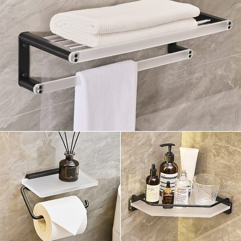 Metal and Acrylic Bathroom Accessory as Individual or as a Set in Black 3-Piece Set (Toilet Paper Holder) Clearhalo 'Bathroom Hardware Sets' 'Bathroom Hardware' 'Bathroom Remodel & Bathroom Fixtures' 'bathroom_hardware_sets' 'Home Improvement' 'home_improvement' 'home_improvement_bathroom_hardware_sets' 6429168