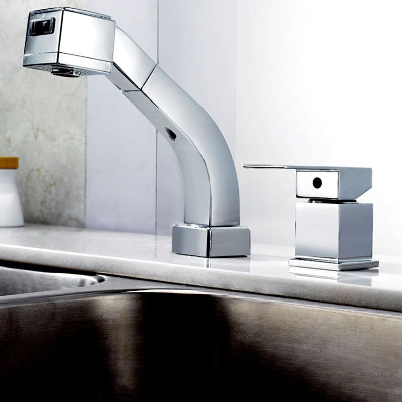 Contemporary Vessel Sink Faucet Lever Handles 2 Hole Faucets Low Arc Solid Brass Faucet Clearhalo 'Bathroom Remodel & Bathroom Fixtures' 'Bathroom Sink Faucets' 'Bathroom Sinks & Faucet Components' 'bathroom_sink_faucets' 'Home Improvement' 'home_improvement' 'home_improvement_bathroom_sink_faucets' 6438520