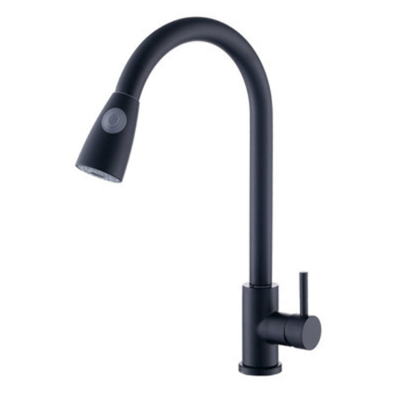 Modern Faucets 1-Handle Pull down with Water Dispenser Standard Kitchen Faucets Black Supply Line Not Included Clearhalo 'Home Improvement' 'home_improvement' 'home_improvement_kitchen_faucets' 'Kitchen Faucets' 'Kitchen Remodel & Kitchen Fixtures' 'Kitchen Sinks & Faucet Components' 'kitchen_faucets' 6438597