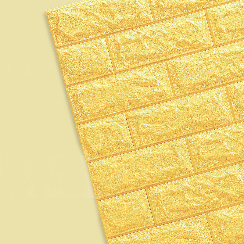 Contemporary Wall Paneling 3D Embossed Mosaic Design Waterproof Wall Ceiling Yellow Clearhalo 'Flooring 'Home Improvement' 'home_improvement' 'home_improvement_wall_paneling' 'Wall Paneling' 'wall_paneling' 'Walls & Ceilings' Walls and Ceiling' 6438776