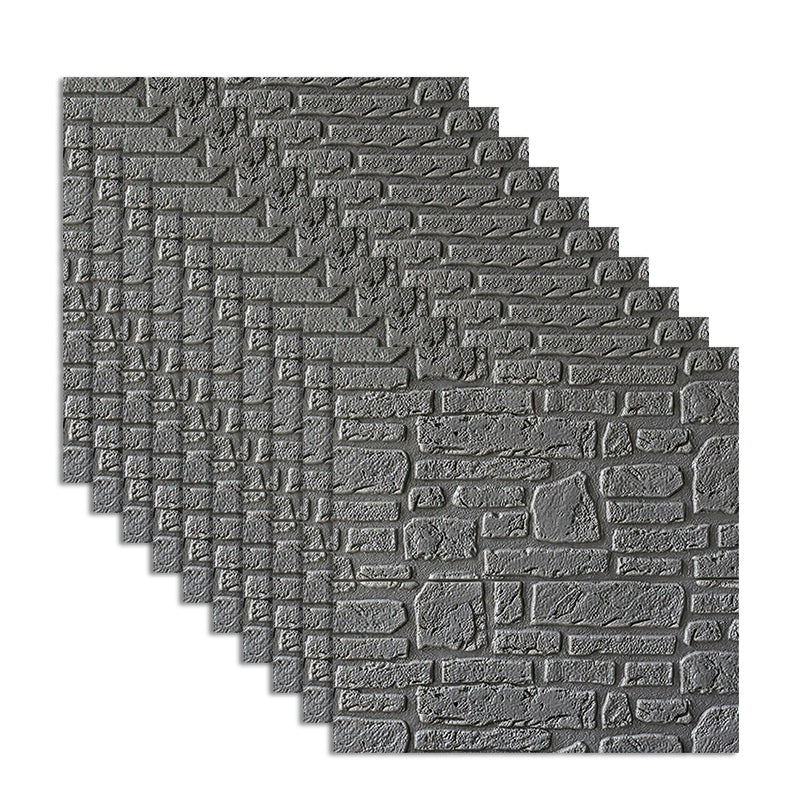 Waterproof Wall Ceiling 3D Faux Stone Foam Peel and Stick Living Room Panel (10-Pack) Grey Clearhalo 'Flooring 'Home Improvement' 'home_improvement' 'home_improvement_wall_paneling' 'Wall Paneling' 'wall_paneling' 'Walls & Ceilings' Walls and Ceiling' 6438795