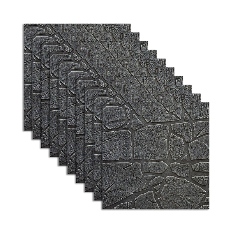 Waterproof Wall Ceiling 3D Faux Stone Foam Peel and Stick Living Room Panel (10-Pack) Dark Gray Clearhalo 'Flooring 'Home Improvement' 'home_improvement' 'home_improvement_wall_paneling' 'Wall Paneling' 'wall_paneling' 'Walls & Ceilings' Walls and Ceiling' 6438796