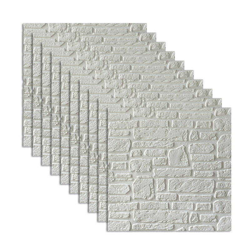 Waterproof Wall Ceiling 3D Faux Stone Foam Peel and Stick Living Room Panel (10-Pack) Ivory Clearhalo 'Flooring 'Home Improvement' 'home_improvement' 'home_improvement_wall_paneling' 'Wall Paneling' 'wall_paneling' 'Walls & Ceilings' Walls and Ceiling' 6438802
