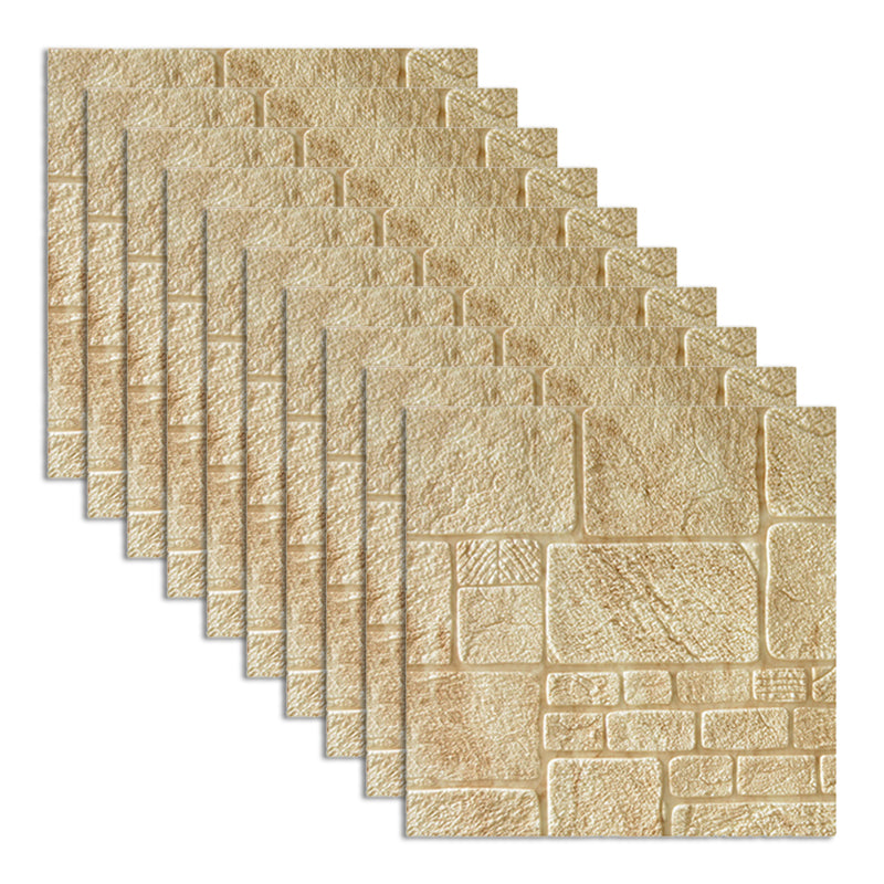 Waterproof Wall Ceiling 3D Faux Stone Foam Peel and Stick Living Room Panel (10-Pack) Yellow Clearhalo 'Flooring 'Home Improvement' 'home_improvement' 'home_improvement_wall_paneling' 'Wall Paneling' 'wall_paneling' 'Walls & Ceilings' Walls and Ceiling' 6438804