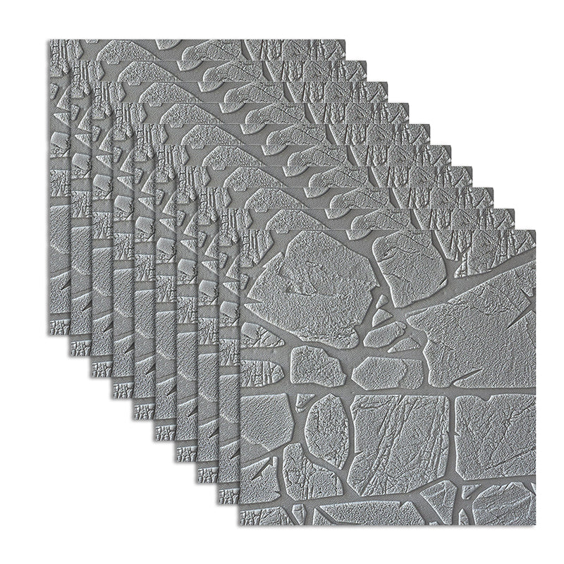 Waterproof Wall Ceiling 3D Faux Stone Foam Peel and Stick Living Room Panel (10-Pack) Smoke Gray Clearhalo 'Flooring 'Home Improvement' 'home_improvement' 'home_improvement_wall_paneling' 'Wall Paneling' 'wall_paneling' 'Walls & Ceilings' Walls and Ceiling' 6438809