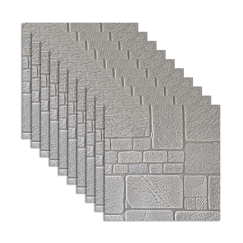 Waterproof Wall Ceiling 3D Faux Stone Foam Peel and Stick Living Room Panel (10-Pack) Silver Gray Clearhalo 'Flooring 'Home Improvement' 'home_improvement' 'home_improvement_wall_paneling' 'Wall Paneling' 'wall_paneling' 'Walls & Ceilings' Walls and Ceiling' 6438812