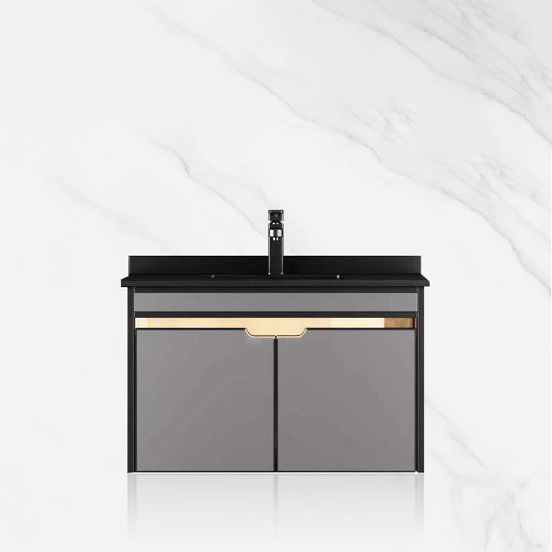 2 Doors Vanity Set Mirror Grey Wall Mount Rectangle Metal Bath Vanity with Single Sink Clearhalo 'Bathroom Remodel & Bathroom Fixtures' 'Bathroom Vanities' 'bathroom_vanities' 'Home Improvement' 'home_improvement' 'home_improvement_bathroom_vanities' 6438963