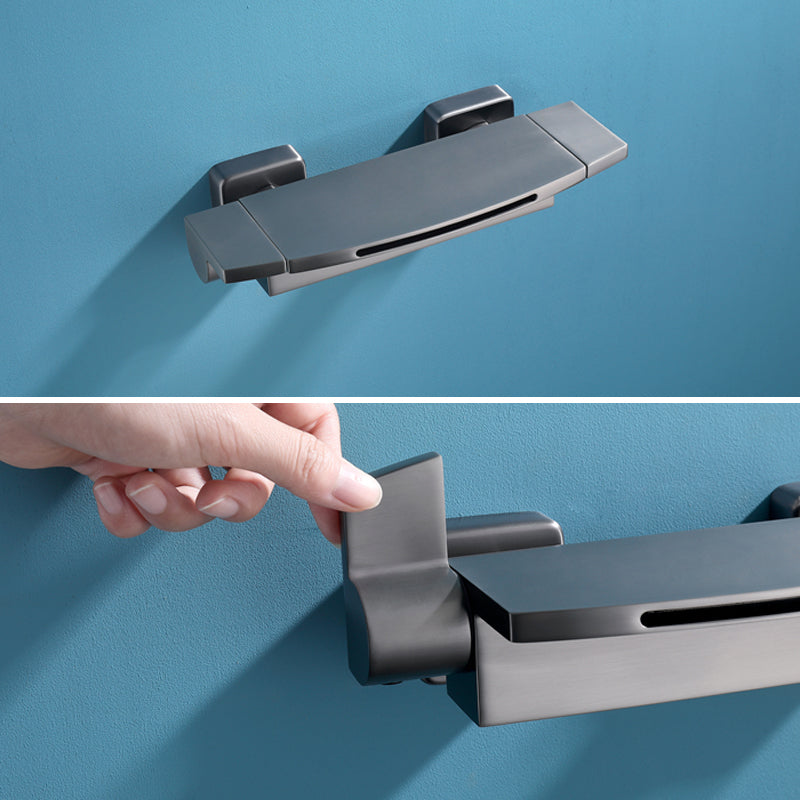 Modern Wall Mounted Copper Tub Filler Low Arc Waterfall Tub Faucet Trim Clearhalo 'Bathroom Remodel & Bathroom Fixtures' 'Bathtub Faucets' 'bathtub_faucets' 'Home Improvement' 'home_improvement' 'home_improvement_bathtub_faucets' 6439015