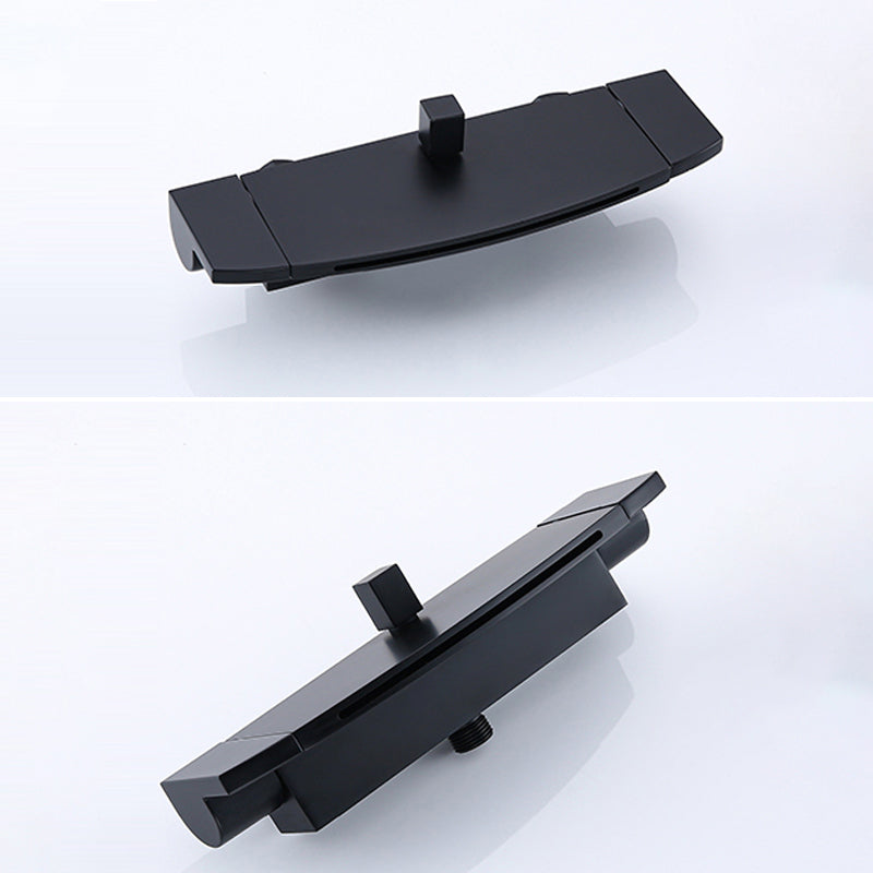 Modern Wall Mounted Copper Tub Filler Low Arc Waterfall Tub Faucet Trim Clearhalo 'Bathroom Remodel & Bathroom Fixtures' 'Bathtub Faucets' 'bathtub_faucets' 'Home Improvement' 'home_improvement' 'home_improvement_bathtub_faucets' 6439018