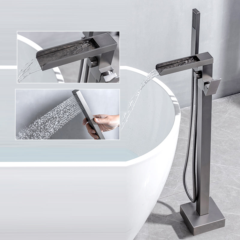 Modern Style Freestanding Faucet Floor Mounted Bathroom Faucet Clearhalo 'Bathroom Remodel & Bathroom Fixtures' 'Bathtub Faucets' 'bathtub_faucets' 'Home Improvement' 'home_improvement' 'home_improvement_bathtub_faucets' 6439060