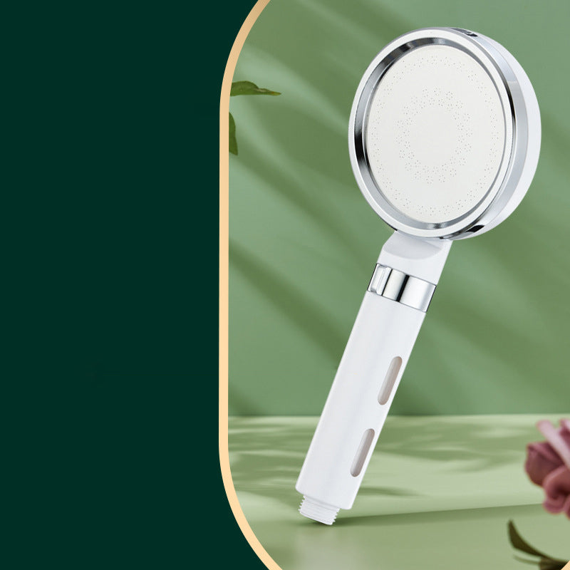 Contemporary Shower Head Wall-mounted Plastic Handheld Shower Head White-Silver Clearhalo 'Bathroom Remodel & Bathroom Fixtures' 'Home Improvement' 'home_improvement' 'home_improvement_shower_heads' 'Shower Heads' 'shower_heads' 'Showers & Bathtubs Plumbing' 'Showers & Bathtubs' 6439085