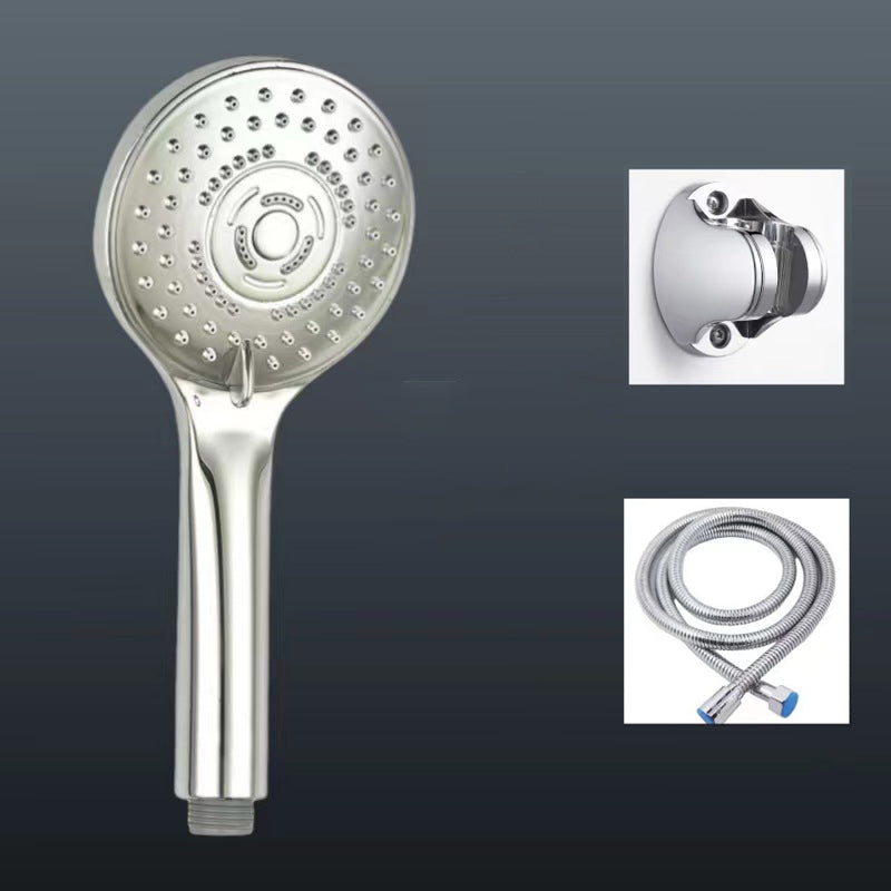 Plastic Handheld Shower Head Bathroom Shower Head with Adjustable Water Flow Silver Shower Heads & Hose & Wall pedestal Clearhalo 'Bathroom Remodel & Bathroom Fixtures' 'Home Improvement' 'home_improvement' 'home_improvement_shower_heads' 'Shower Heads' 'shower_heads' 'Showers & Bathtubs Plumbing' 'Showers & Bathtubs' 6439187