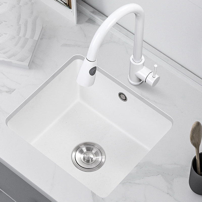 Contemporary White Quartz Kitchen Sink Drop-In 1 Holes Single Bowl Sink Clearhalo 'Home Improvement' 'home_improvement' 'home_improvement_kitchen_sinks' 'Kitchen Remodel & Kitchen Fixtures' 'Kitchen Sinks & Faucet Components' 'Kitchen Sinks' 'kitchen_sinks' 6439195