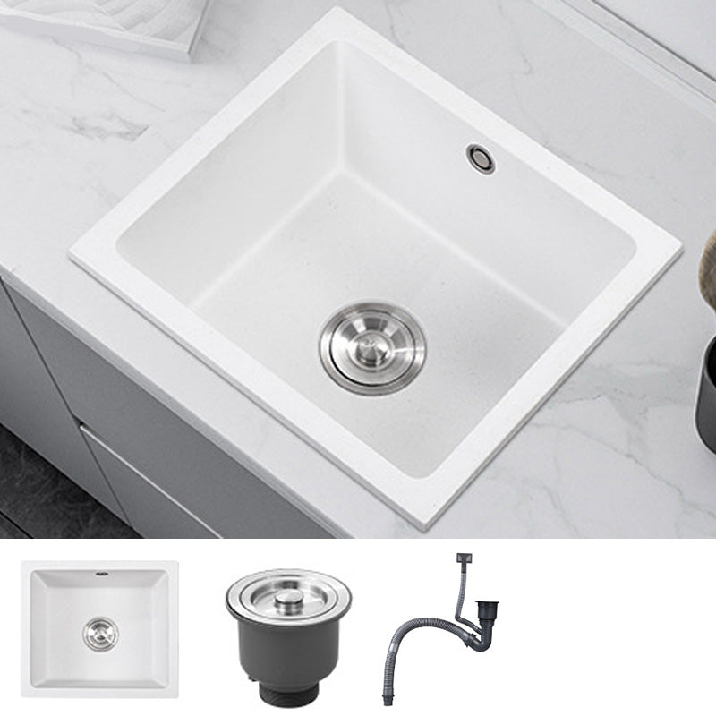 Contemporary White Quartz Kitchen Sink Drop-In 1 Holes Single Bowl Sink Sink Only None Clearhalo 'Home Improvement' 'home_improvement' 'home_improvement_kitchen_sinks' 'Kitchen Remodel & Kitchen Fixtures' 'Kitchen Sinks & Faucet Components' 'Kitchen Sinks' 'kitchen_sinks' 6439196