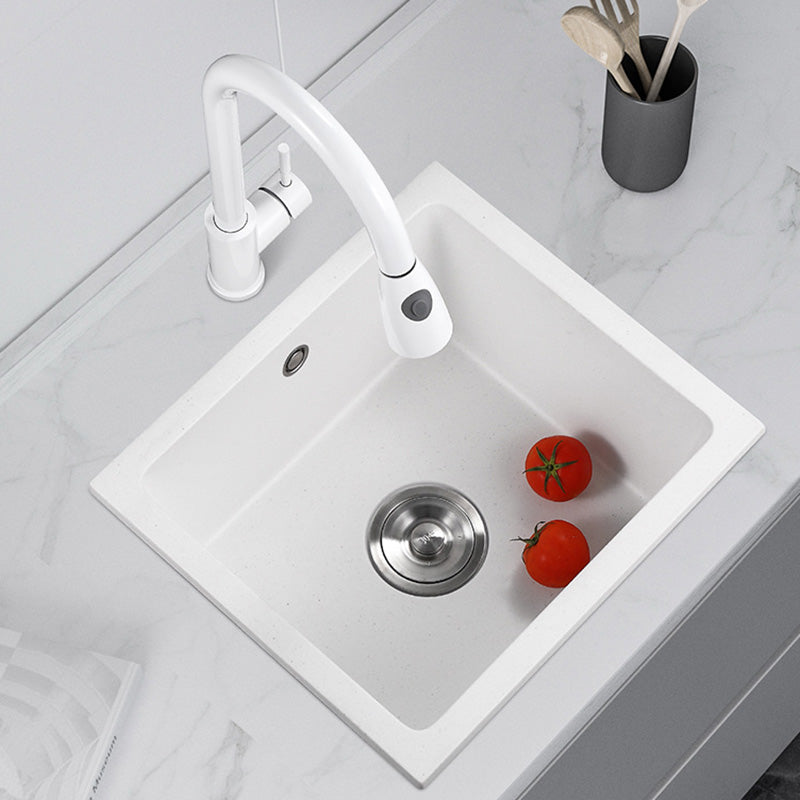 Contemporary White Quartz Kitchen Sink Drop-In 1 Holes Single Bowl Sink Clearhalo 'Home Improvement' 'home_improvement' 'home_improvement_kitchen_sinks' 'Kitchen Remodel & Kitchen Fixtures' 'Kitchen Sinks & Faucet Components' 'Kitchen Sinks' 'kitchen_sinks' 6439198