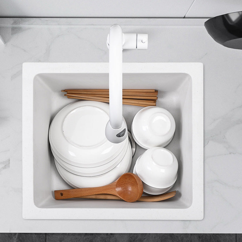 Contemporary White Quartz Kitchen Sink Drop-In 1 Holes Single Bowl Sink Clearhalo 'Home Improvement' 'home_improvement' 'home_improvement_kitchen_sinks' 'Kitchen Remodel & Kitchen Fixtures' 'Kitchen Sinks & Faucet Components' 'Kitchen Sinks' 'kitchen_sinks' 6439202