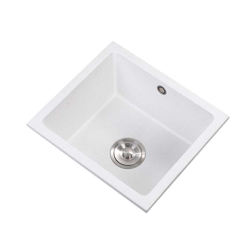 Contemporary White Quartz Kitchen Sink Drop-In 1 Holes Single Bowl Sink Clearhalo 'Home Improvement' 'home_improvement' 'home_improvement_kitchen_sinks' 'Kitchen Remodel & Kitchen Fixtures' 'Kitchen Sinks & Faucet Components' 'Kitchen Sinks' 'kitchen_sinks' 6439203