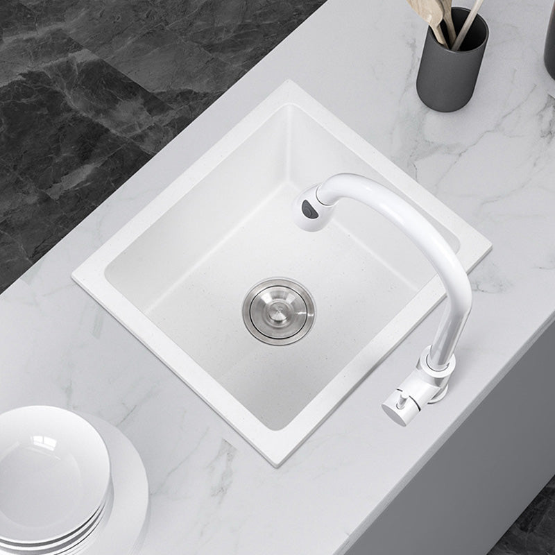 Contemporary White Quartz Kitchen Sink Drop-In 1 Holes Single Bowl Sink Clearhalo 'Home Improvement' 'home_improvement' 'home_improvement_kitchen_sinks' 'Kitchen Remodel & Kitchen Fixtures' 'Kitchen Sinks & Faucet Components' 'Kitchen Sinks' 'kitchen_sinks' 6439208