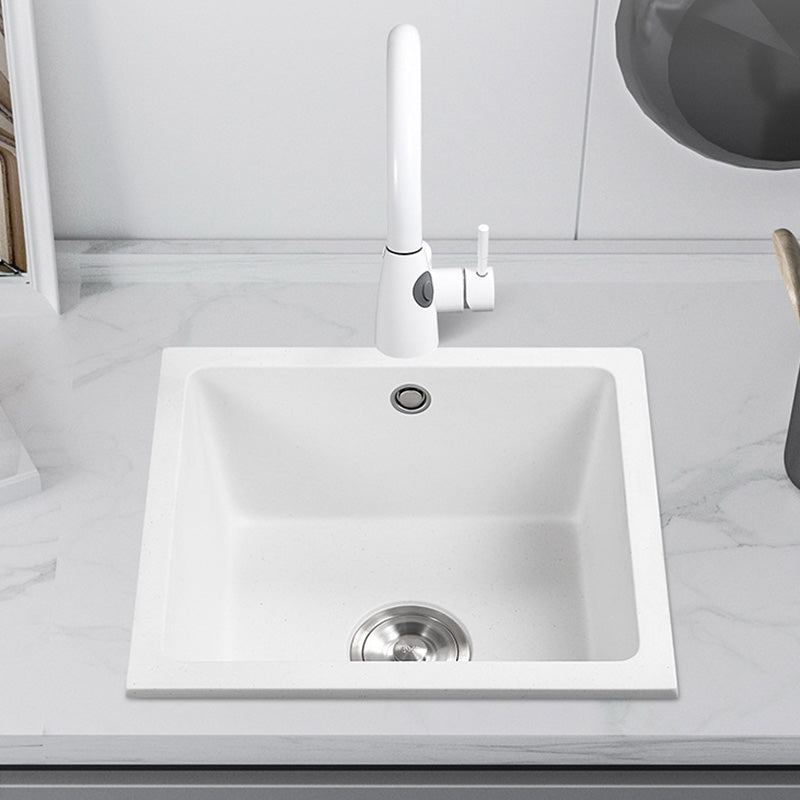 Contemporary White Quartz Kitchen Sink Drop-In 1 Holes Single Bowl Sink Clearhalo 'Home Improvement' 'home_improvement' 'home_improvement_kitchen_sinks' 'Kitchen Remodel & Kitchen Fixtures' 'Kitchen Sinks & Faucet Components' 'Kitchen Sinks' 'kitchen_sinks' 6439212
