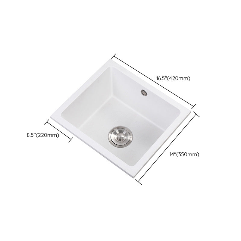 Contemporary White Quartz Kitchen Sink Drop-In 1 Holes Single Bowl Sink Clearhalo 'Home Improvement' 'home_improvement' 'home_improvement_kitchen_sinks' 'Kitchen Remodel & Kitchen Fixtures' 'Kitchen Sinks & Faucet Components' 'Kitchen Sinks' 'kitchen_sinks' 6439216