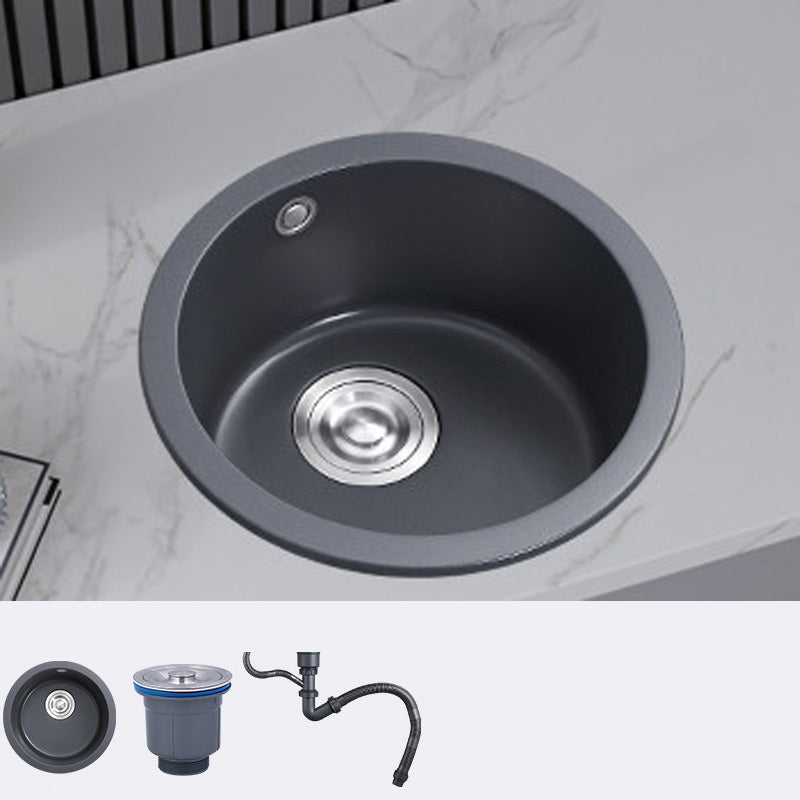 Black Round Kitchen Sink Contemporary Drop-In 1 Holes Single Bowl Sink Sink Only None Clearhalo 'Home Improvement' 'home_improvement' 'home_improvement_kitchen_sinks' 'Kitchen Remodel & Kitchen Fixtures' 'Kitchen Sinks & Faucet Components' 'Kitchen Sinks' 'kitchen_sinks' 6439229