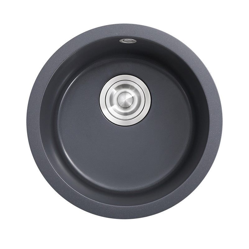 Black Round Kitchen Sink Contemporary Drop-In 1 Holes Single Bowl Sink Clearhalo 'Home Improvement' 'home_improvement' 'home_improvement_kitchen_sinks' 'Kitchen Remodel & Kitchen Fixtures' 'Kitchen Sinks & Faucet Components' 'Kitchen Sinks' 'kitchen_sinks' 6439236