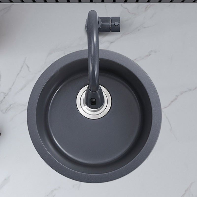 Black Round Kitchen Sink Contemporary Drop-In 1 Holes Single Bowl Sink Clearhalo 'Home Improvement' 'home_improvement' 'home_improvement_kitchen_sinks' 'Kitchen Remodel & Kitchen Fixtures' 'Kitchen Sinks & Faucet Components' 'Kitchen Sinks' 'kitchen_sinks' 6439243