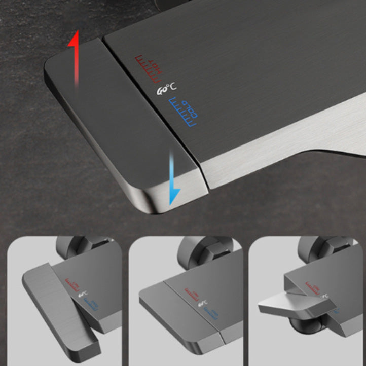 Wall Mounted Shower System Metal Shower Faucet Adjustable Arm Shower System with Slide Bar Clearhalo 'Bathroom Remodel & Bathroom Fixtures' 'Home Improvement' 'home_improvement' 'home_improvement_shower_faucets' 'Shower Faucets & Systems' 'shower_faucets' 'Showers & Bathtubs Plumbing' 'Showers & Bathtubs' 6439866