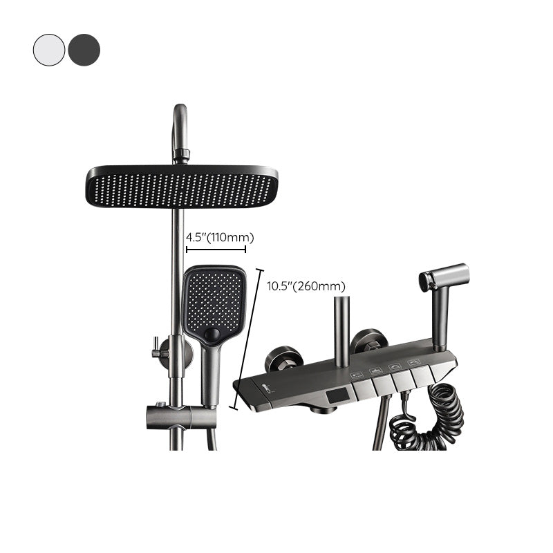 Wall Mounted Shower System Metal Shower Faucet Adjustable Arm Shower System with Slide Bar Clearhalo 'Bathroom Remodel & Bathroom Fixtures' 'Home Improvement' 'home_improvement' 'home_improvement_shower_faucets' 'Shower Faucets & Systems' 'shower_faucets' 'Showers & Bathtubs Plumbing' 'Showers & Bathtubs' 6439884