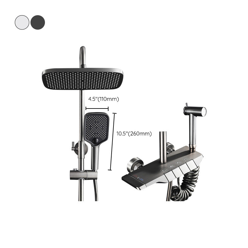 Wall Mounted Shower System Metal Shower Faucet Adjustable Arm Shower System with Slide Bar Clearhalo 'Bathroom Remodel & Bathroom Fixtures' 'Home Improvement' 'home_improvement' 'home_improvement_shower_faucets' 'Shower Faucets & Systems' 'shower_faucets' 'Showers & Bathtubs Plumbing' 'Showers & Bathtubs' 6439885