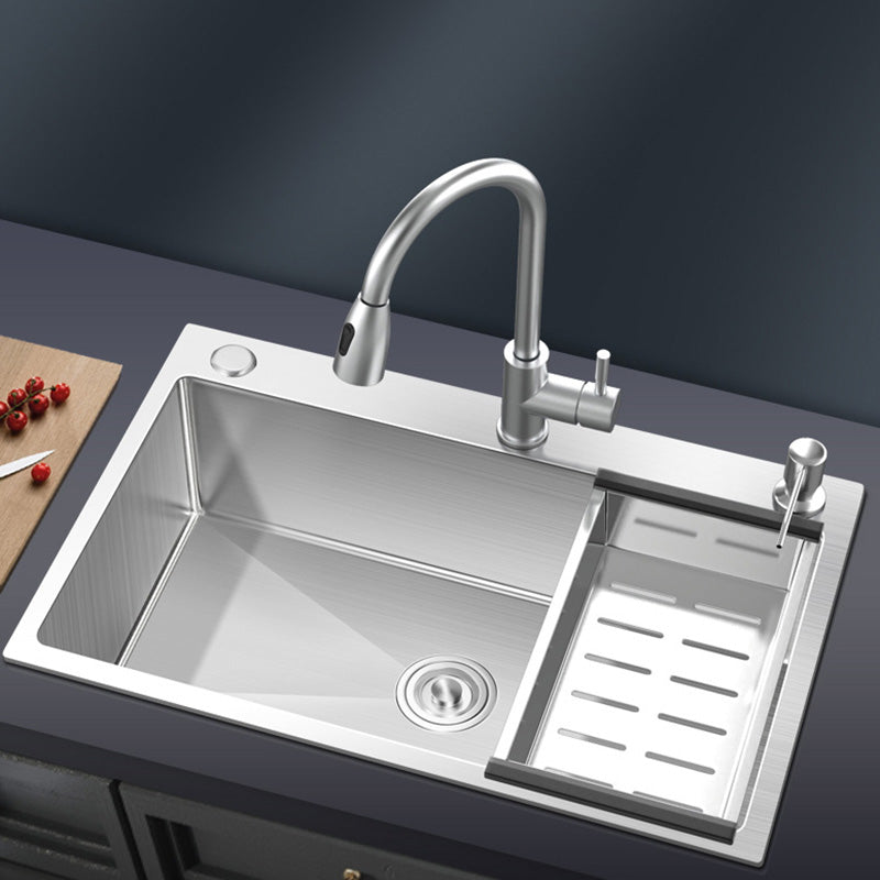 Stainless Steel Kitchen Sink Modern Kitchen Sink with Drain Assembly Clearhalo 'Home Improvement' 'home_improvement' 'home_improvement_kitchen_sinks' 'Kitchen Remodel & Kitchen Fixtures' 'Kitchen Sinks & Faucet Components' 'Kitchen Sinks' 'kitchen_sinks' 6455911