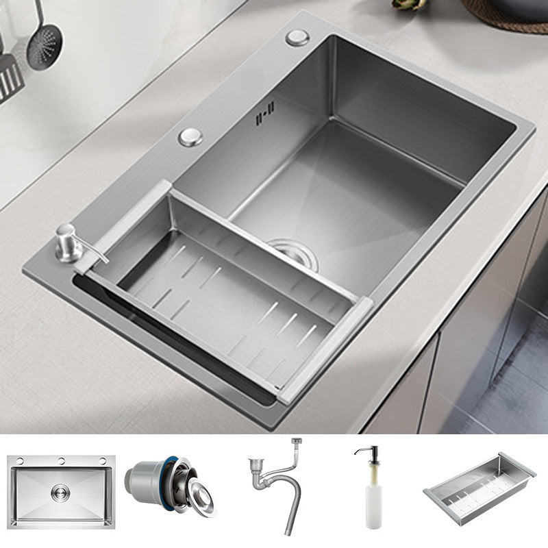 Stainless Steel Kitchen Sink Modern Kitchen Sink with Drain Assembly Sink Only None Clearhalo 'Home Improvement' 'home_improvement' 'home_improvement_kitchen_sinks' 'Kitchen Remodel & Kitchen Fixtures' 'Kitchen Sinks & Faucet Components' 'Kitchen Sinks' 'kitchen_sinks' 6455912