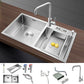 Stainless Steel Kitchen Sink Modern Kitchen Sink with Drain Assembly 31"L x 17"W x 8"H Sink with Faucet Gooseneck High Arc Clearhalo 'Home Improvement' 'home_improvement' 'home_improvement_kitchen_sinks' 'Kitchen Remodel & Kitchen Fixtures' 'Kitchen Sinks & Faucet Components' 'Kitchen Sinks' 'kitchen_sinks' 6455919