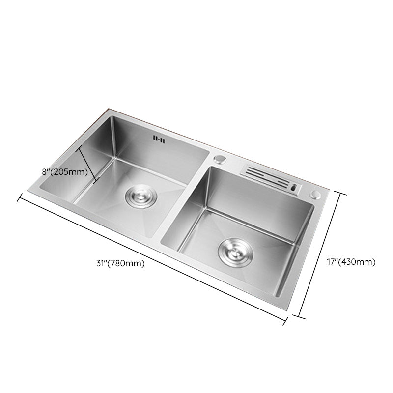 Stainless Steel Kitchen Sink Modern Kitchen Sink with Drain Assembly Clearhalo 'Home Improvement' 'home_improvement' 'home_improvement_kitchen_sinks' 'Kitchen Remodel & Kitchen Fixtures' 'Kitchen Sinks & Faucet Components' 'Kitchen Sinks' 'kitchen_sinks' 6455933
