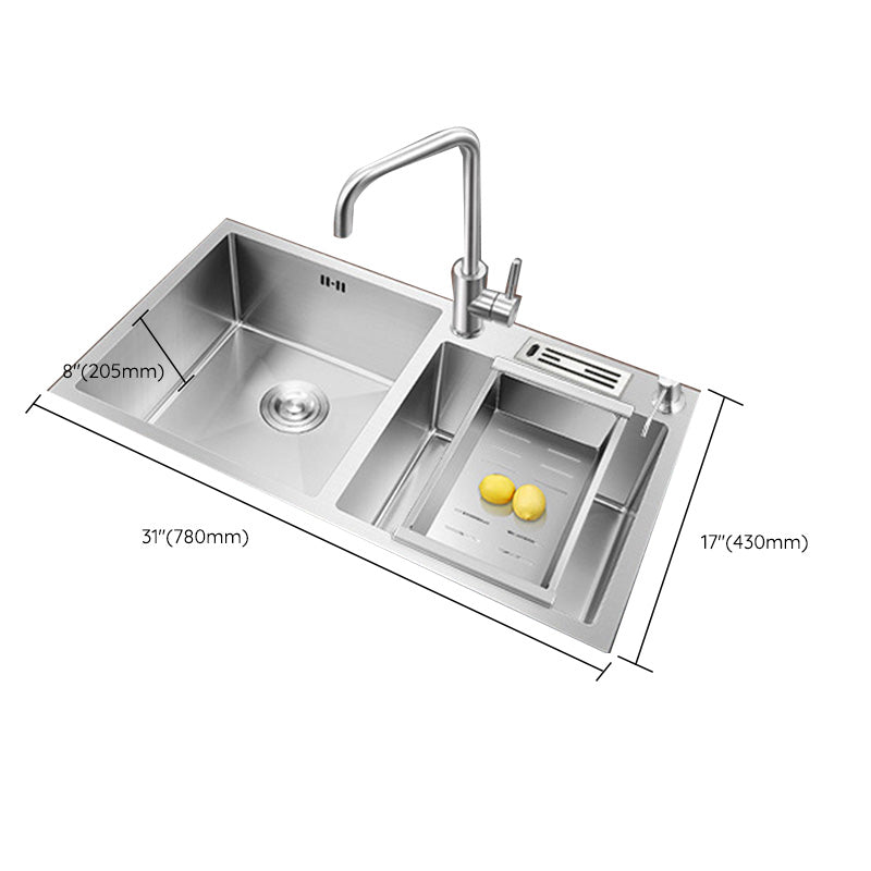 Stainless Steel Kitchen Sink Modern Kitchen Sink with Drain Assembly Clearhalo 'Home Improvement' 'home_improvement' 'home_improvement_kitchen_sinks' 'Kitchen Remodel & Kitchen Fixtures' 'Kitchen Sinks & Faucet Components' 'Kitchen Sinks' 'kitchen_sinks' 6455942