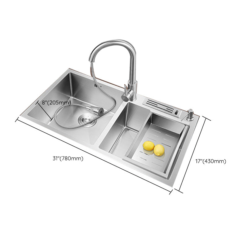 Stainless Steel Kitchen Sink Modern Kitchen Sink with Drain Assembly Clearhalo 'Home Improvement' 'home_improvement' 'home_improvement_kitchen_sinks' 'Kitchen Remodel & Kitchen Fixtures' 'Kitchen Sinks & Faucet Components' 'Kitchen Sinks' 'kitchen_sinks' 6455943
