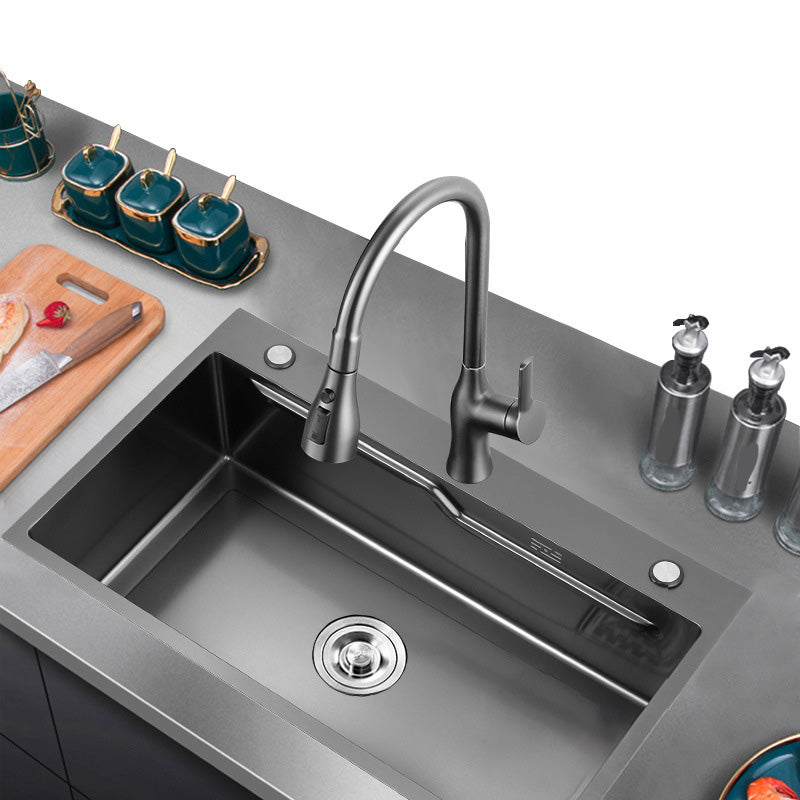 Contemporary Style Kitchen Sink Stainless Steel Kitchen Sink with 3 Holes Clearhalo 'Home Improvement' 'home_improvement' 'home_improvement_kitchen_sinks' 'Kitchen Remodel & Kitchen Fixtures' 'Kitchen Sinks & Faucet Components' 'Kitchen Sinks' 'kitchen_sinks' 6455949