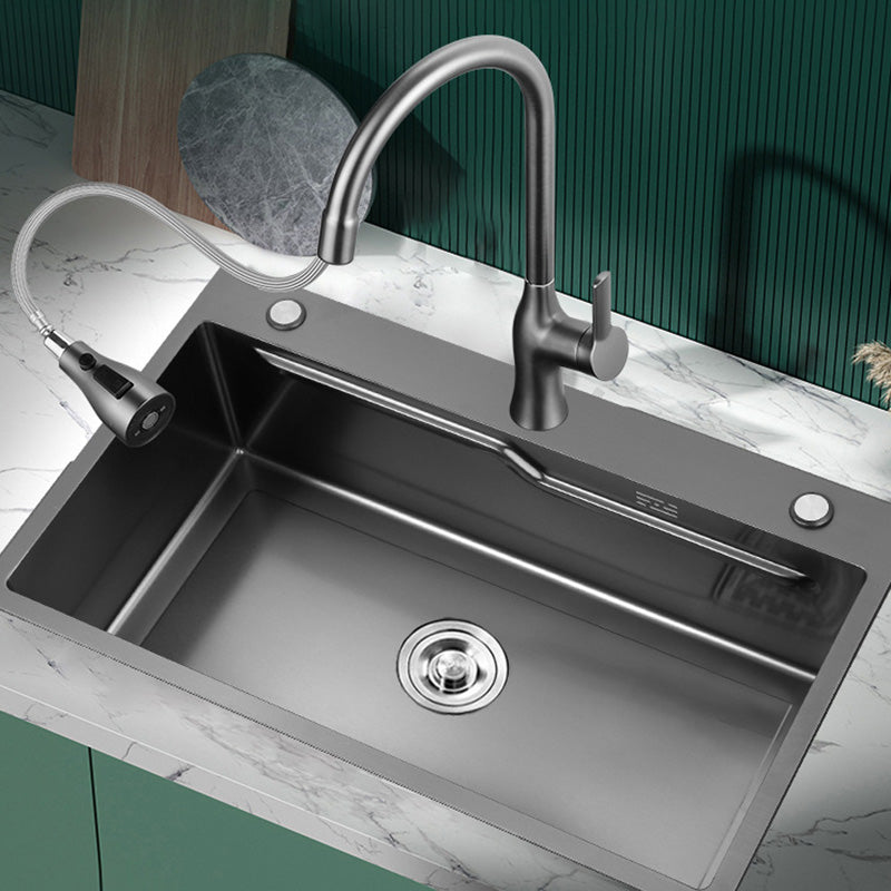 Contemporary Style Kitchen Sink Stainless Steel Kitchen Sink with 3 Holes Clearhalo 'Home Improvement' 'home_improvement' 'home_improvement_kitchen_sinks' 'Kitchen Remodel & Kitchen Fixtures' 'Kitchen Sinks & Faucet Components' 'Kitchen Sinks' 'kitchen_sinks' 6455950