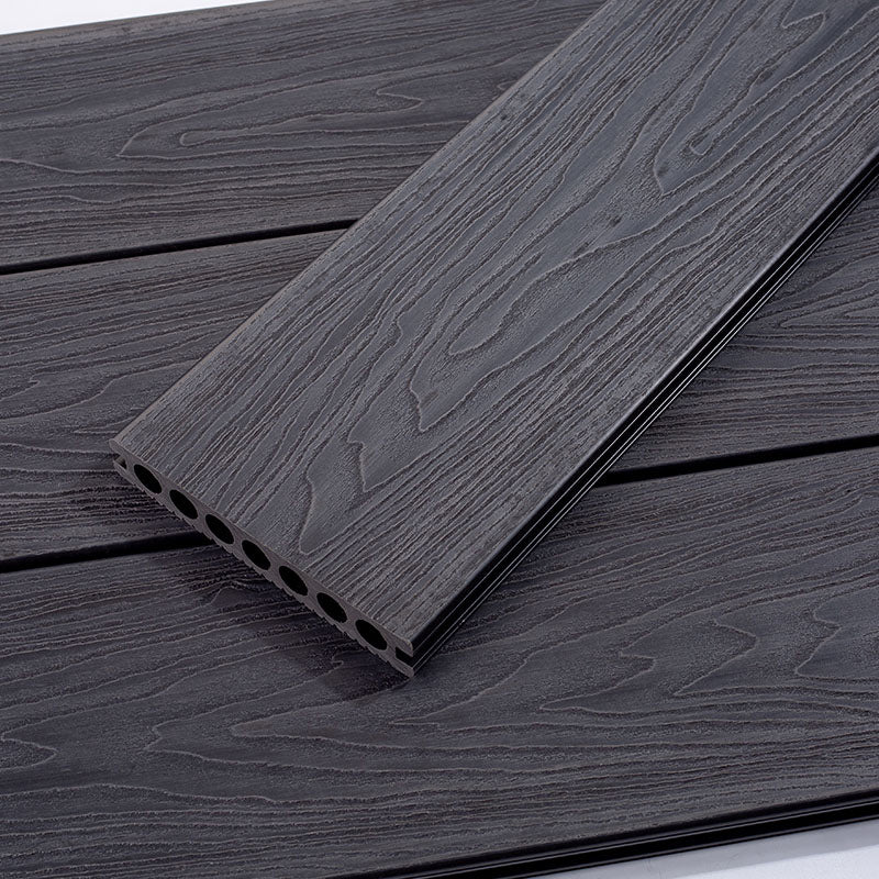 Modern Plastic Wood Laminate Scratch Resistant Laminate Plank Flooring for Outdoors Black Gray Relief Clearhalo 'Flooring 'Home Improvement' 'home_improvement' 'home_improvement_laminate_flooring' 'Laminate Flooring' 'laminate_flooring' Walls and Ceiling' 6456200