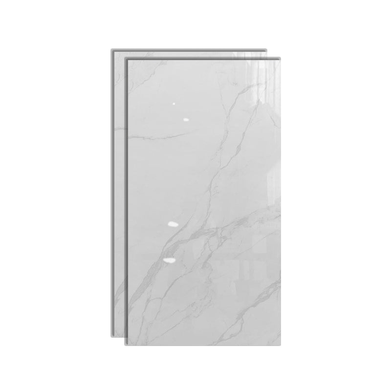 Floor Tile Marble Print Rectangle Living Room Porcelain Tile Gloss White Clearhalo 'Floor Tiles & Wall Tiles' 'floor_tiles_wall_tiles' 'Flooring 'Home Improvement' 'home_improvement' 'home_improvement_floor_tiles_wall_tiles' Walls and Ceiling' 6456247