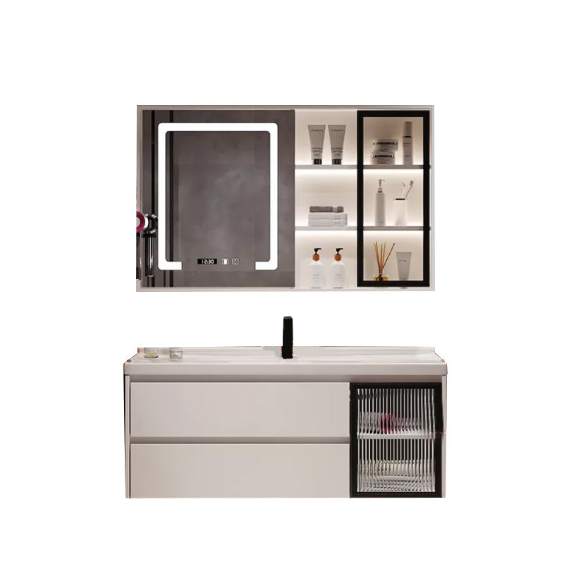 Modern Sink Vanity Bathroom Color Block Wall Mount Vanity Cabinet Vanity & Faucet & Mirror Cabinet 47"L x 20"W x 20"H Clearhalo 'Bathroom Remodel & Bathroom Fixtures' 'Bathroom Vanities' 'bathroom_vanities' 'Home Improvement' 'home_improvement' 'home_improvement_bathroom_vanities' 6456362