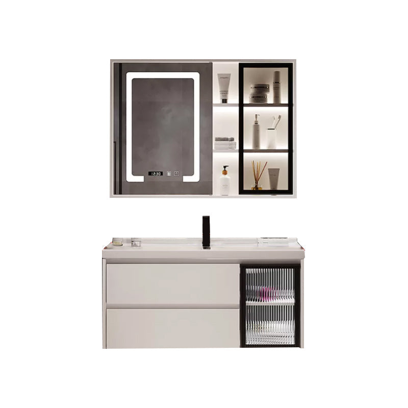 Modern Sink Vanity Bathroom Color Block Wall Mount Vanity Cabinet Vanity & Faucet & Mirror Cabinet 39.5"L x 20"W x 20"H Clearhalo 'Bathroom Remodel & Bathroom Fixtures' 'Bathroom Vanities' 'bathroom_vanities' 'Home Improvement' 'home_improvement' 'home_improvement_bathroom_vanities' 6456364