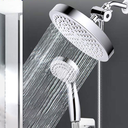 Silver Dual Shower Head with Hose Modern Style Wall-Mount Showerhead Clearhalo 'Bathroom Remodel & Bathroom Fixtures' 'Home Improvement' 'home_improvement' 'home_improvement_shower_heads' 'Shower Heads' 'shower_heads' 'Showers & Bathtubs Plumbing' 'Showers & Bathtubs' 6456493