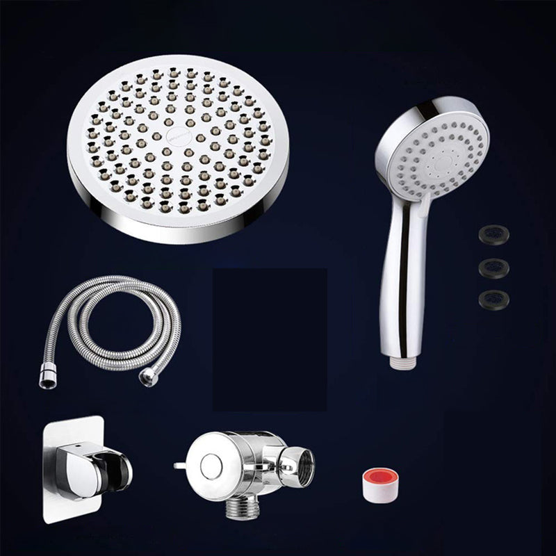 Silver Dual Shower Head with Hose Modern Style Wall-Mount Showerhead Clearhalo 'Bathroom Remodel & Bathroom Fixtures' 'Home Improvement' 'home_improvement' 'home_improvement_shower_heads' 'Shower Heads' 'shower_heads' 'Showers & Bathtubs Plumbing' 'Showers & Bathtubs' 6456496
