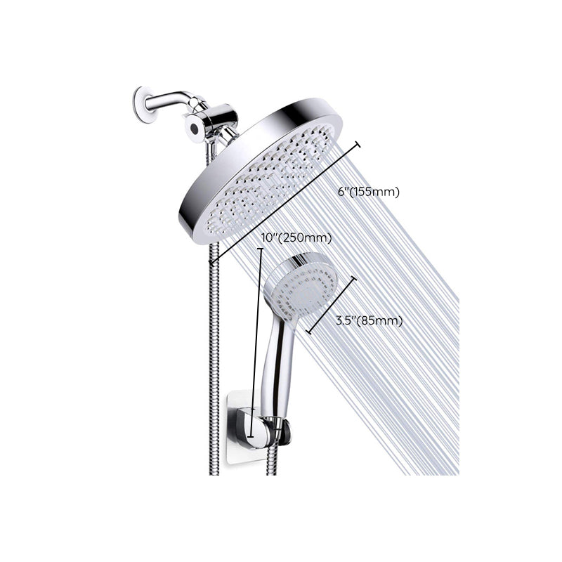 Silver Dual Shower Head with Hose Modern Style Wall-Mount Showerhead Clearhalo 'Bathroom Remodel & Bathroom Fixtures' 'Home Improvement' 'home_improvement' 'home_improvement_shower_heads' 'Shower Heads' 'shower_heads' 'Showers & Bathtubs Plumbing' 'Showers & Bathtubs' 6456502