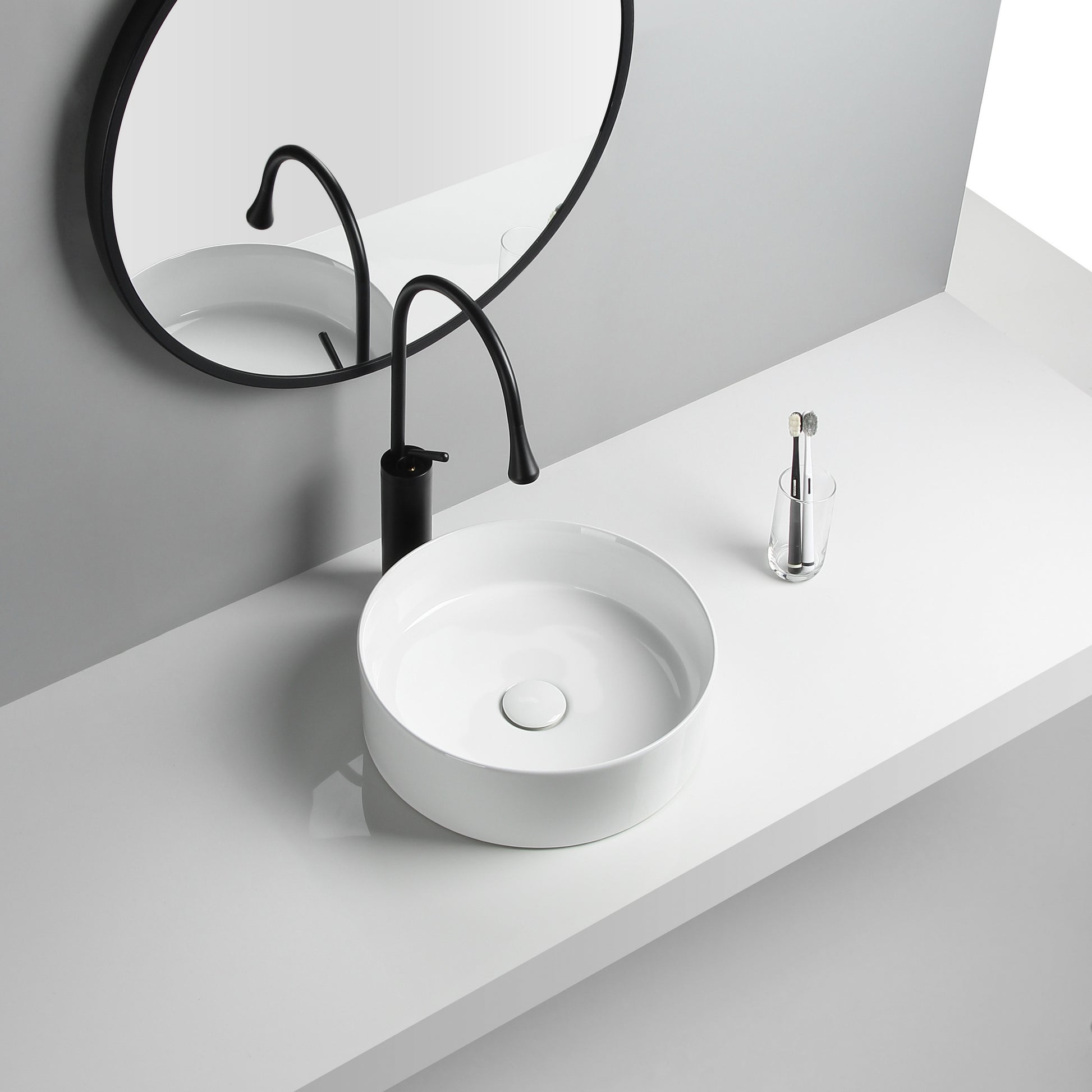 Modern Vessel Sink Round Porcelain Drain Assembly and Faucet Vessel Lavatory Sink Clearhalo 'Bathroom Remodel & Bathroom Fixtures' 'Bathroom Sinks & Faucet Components' 'Bathroom Sinks' 'bathroom_sink' 'Home Improvement' 'home_improvement' 'home_improvement_bathroom_sink' 6456503